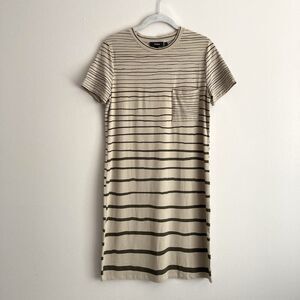 Theory Short Sleeve Pima Cotton Blend Striped Shirt Dress Size Small Casual